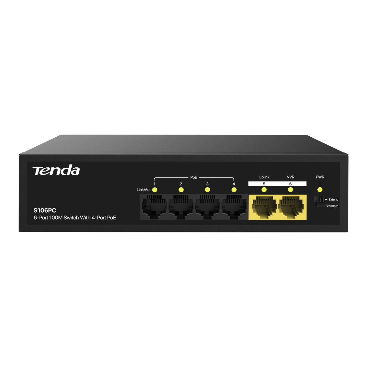 TENDA S106PC 4FE PoE+ Port (55W), 2FE Uplink Desktop Switch