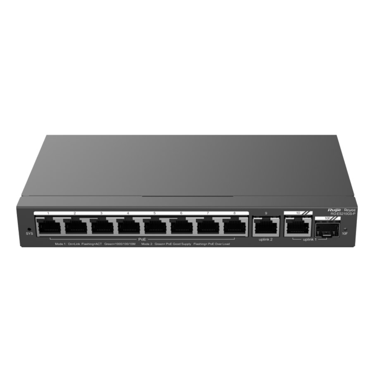 RUIJIE REYEE RG-ES210GS-P 8GE Port 120W Poe+,2GE Uplink,1GE SFP Combo Yönetileb