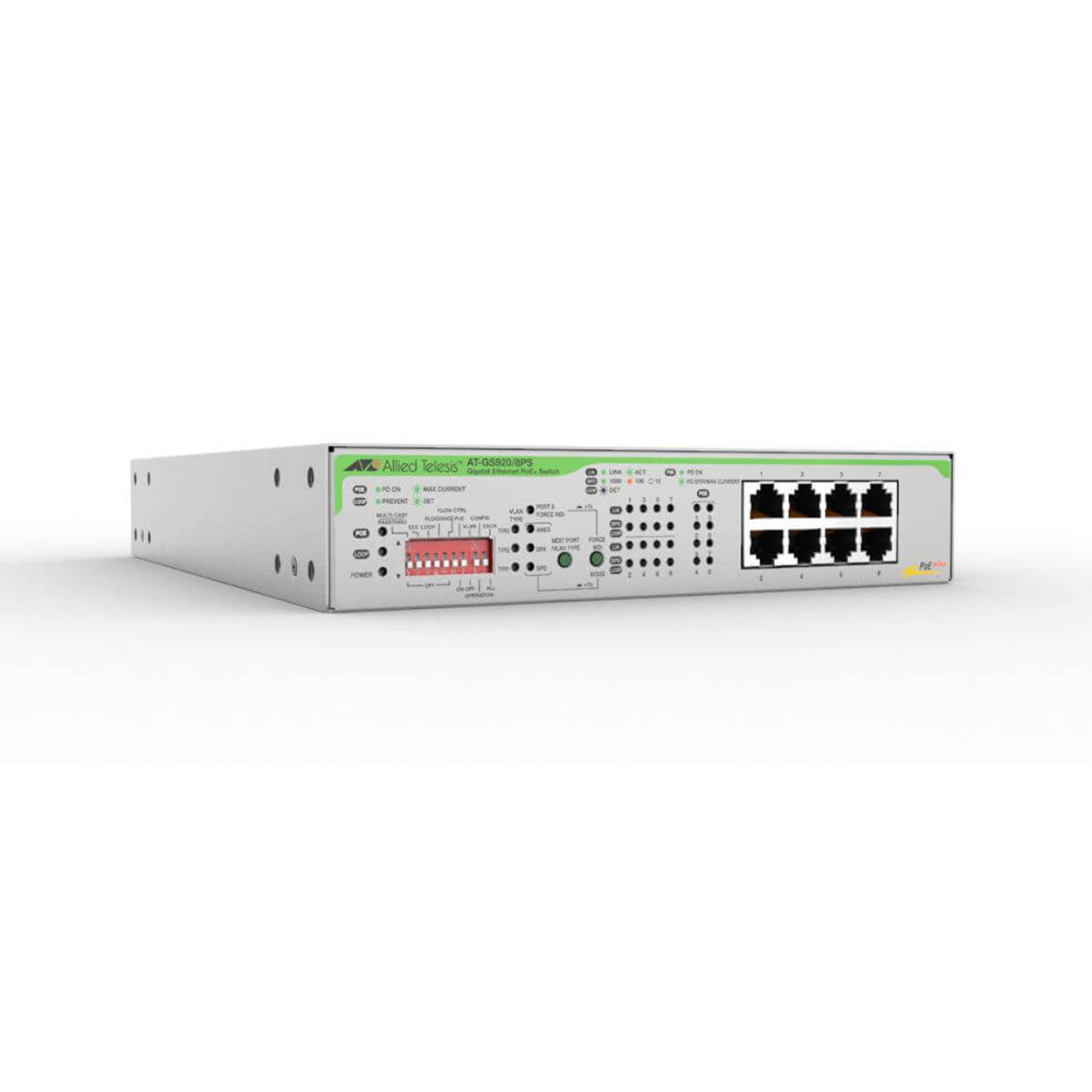 ALLIED TELESIS AT-GS920/8PS-50 8GE Port (8xPoE+ 62W) Yönetilemez Switch
