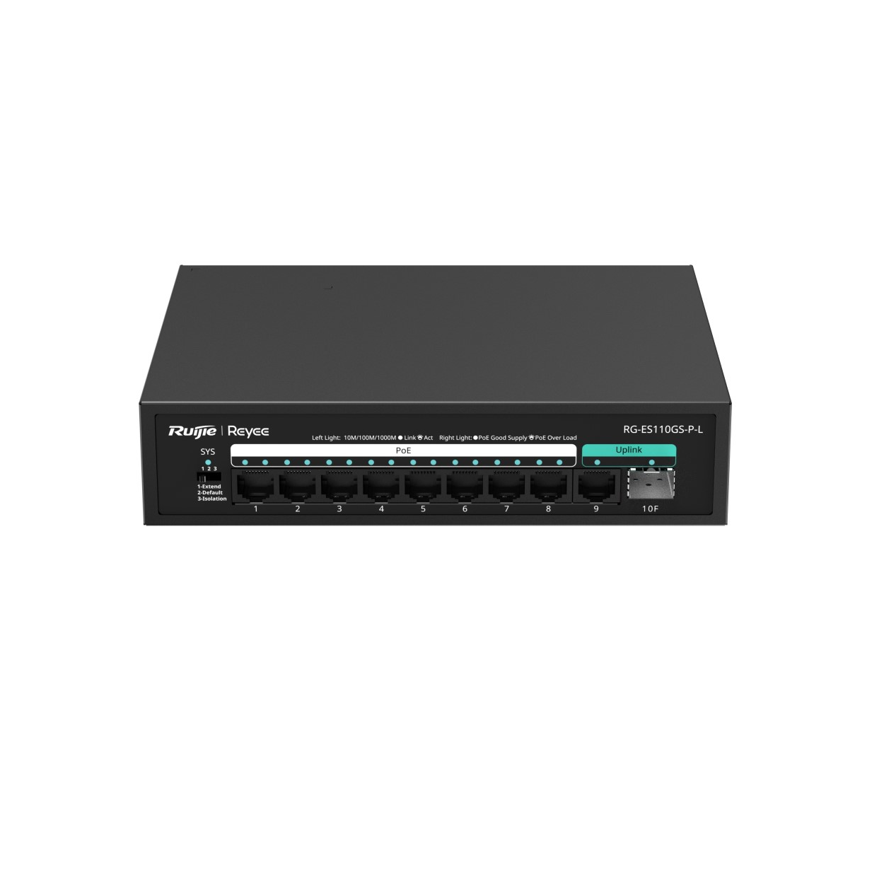 RUIJIE REYEE RG-ES110GS-P-L 8GE 120W Poe+, 1GE x SFP, 1GE x RJ45 Uplink