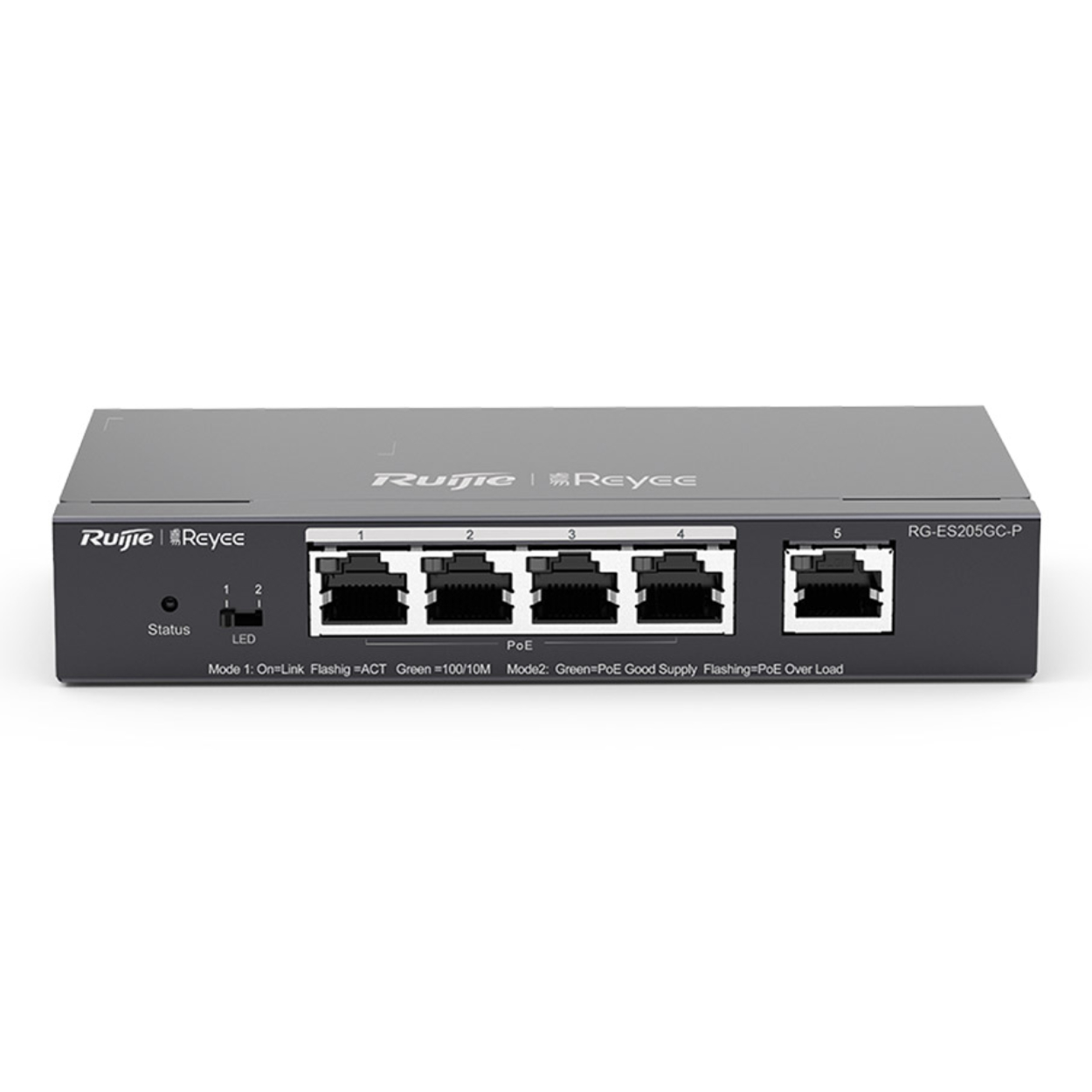 RUIJIE REYEE RG-ES205GC-P 4GE 54W Poe+,1GE Uplink L2 Yönetilebilir Switch
