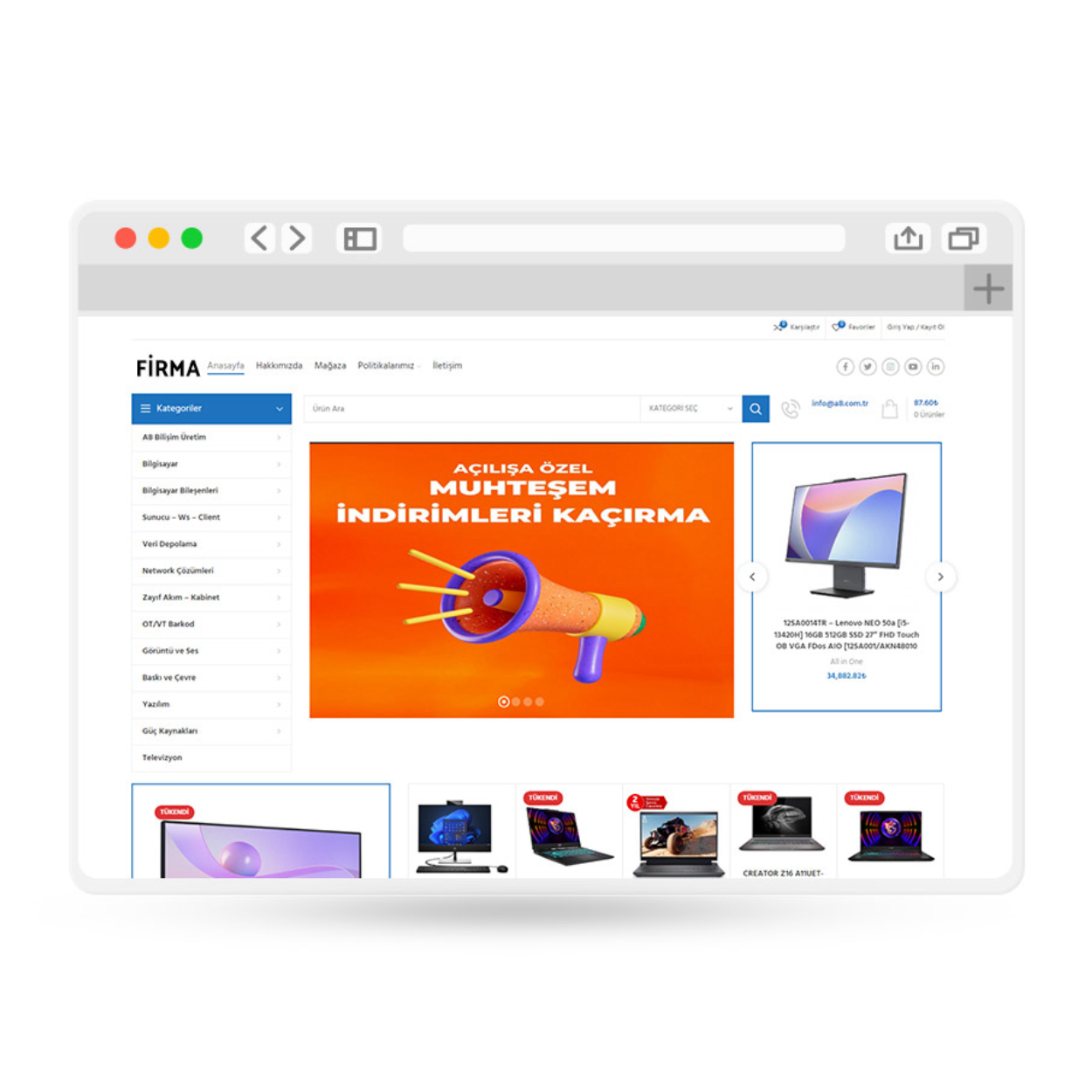 Kare Entegrasyonlu E-Ticaret Paketi Özel Template