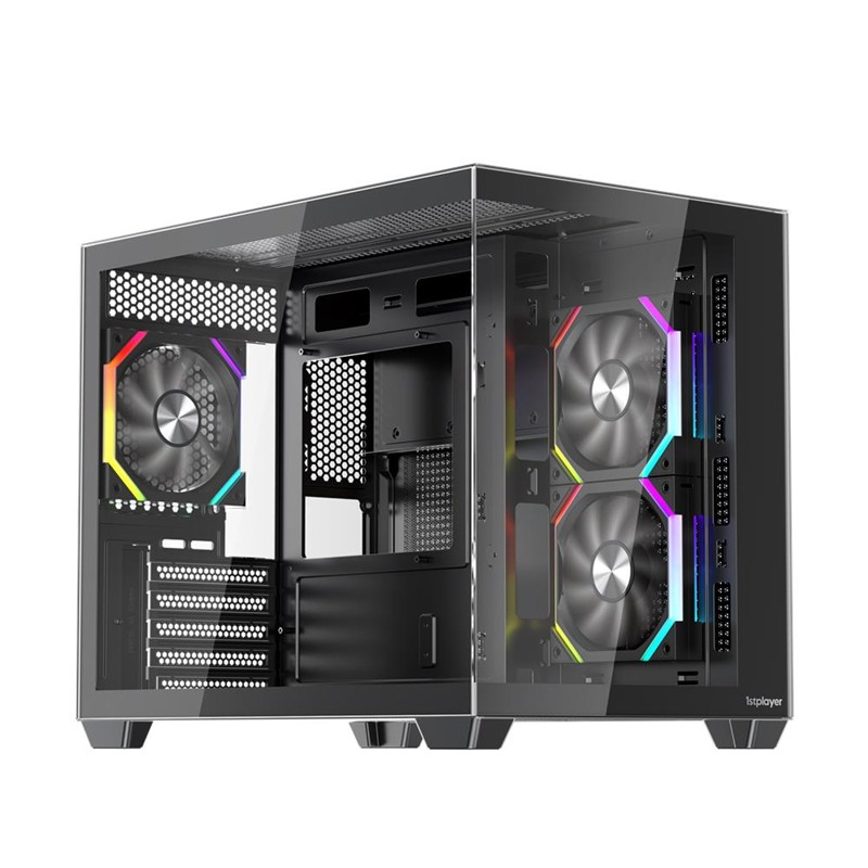 1ST PLAYER BV6 SİYAH ACK 650W 80+ BRONZE ARGB 3X12CM FAN PANORAMİK TEMPERLİ CAM USB 3.0 M-ATX KASA