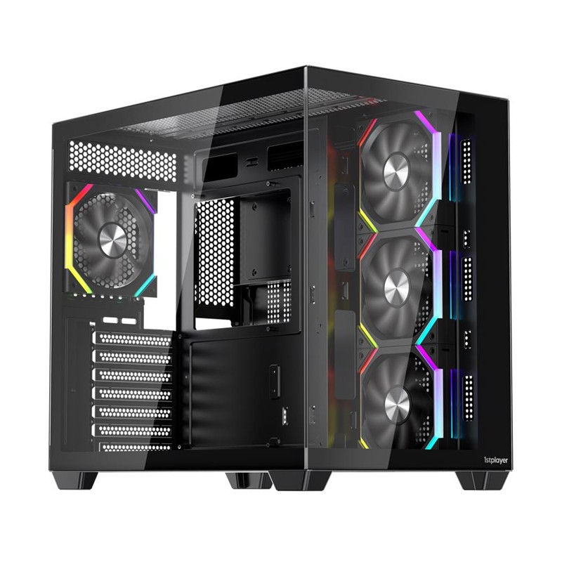 1ST PLAYER BV7 SİYAH ACK 750W 80+ BRONZE ARGB 4X12CM FAN PANORAMİK TEMPERLİ CAM USB 3.0 ATX KASA