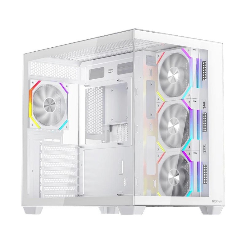 1ST PLAYER BV7 BEYAZ ACK 750W 80+ BRONZE ARGB 4X12CM FAN PANORAMİK TEMPERLİ CAM USB 3.0 ATX KASA