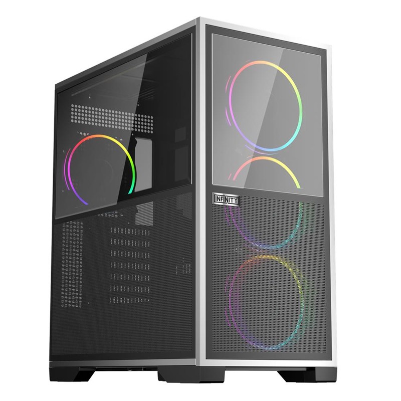 1ST PLAYER IF8 BTF SİYAH ARGB 4X12CM FAN TERS ÇEVİRİLEBİLİR TEMPERLİ CAM MESH PANELLER USB 3.0 E-ATX