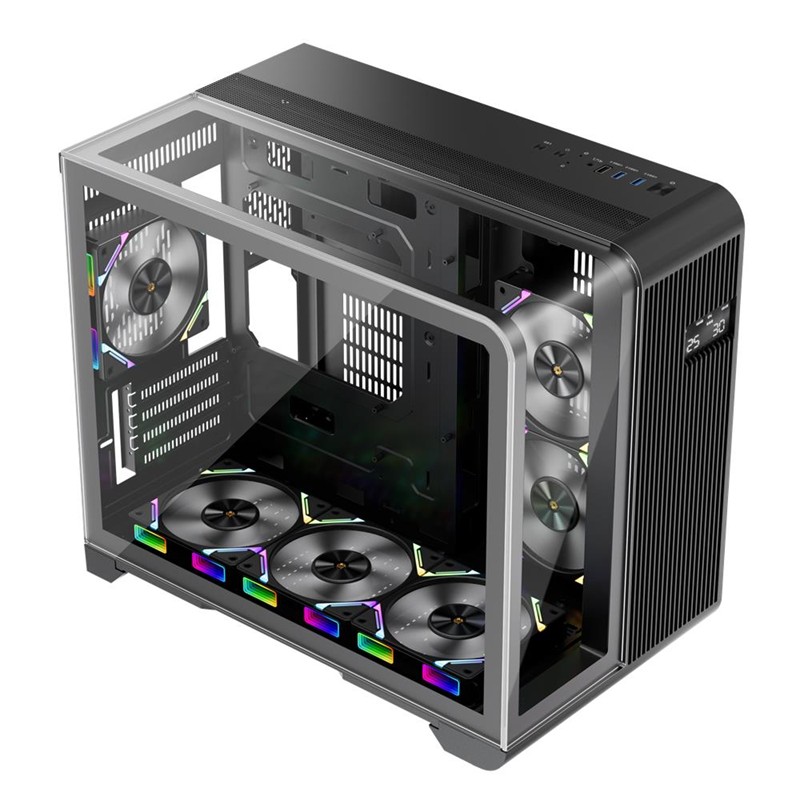1ST PLAYER RT6 SİYAH DIGITAL 4X12CM ARGB TEMPERLİ CAM USB 3.0 M-ATX KASA