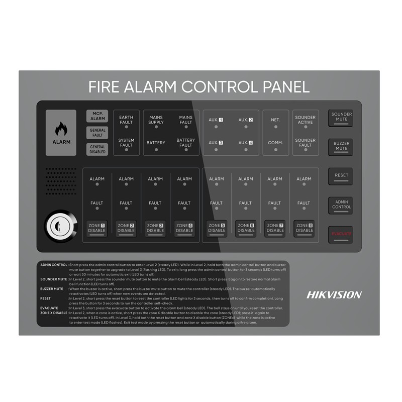 HIKVISION HF-C108 8 ZONE EN54 KONVANSİYONEL ALARM PANELİ