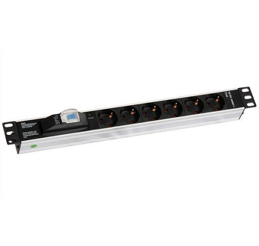 URANIUM 19" 1U 6 LI SIGORTALI ALUMINYUM RACKMOUNT GRUP PRIZ PDU