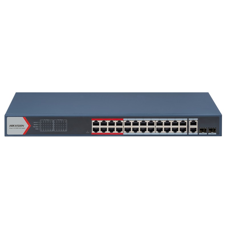 HIKVISION DS-3E1326P-EI(B) 24 PORT 10/100+2X1GB RJ45/SFP UPLINK COMBO 370W 300 METRE POE YÖNETİLEBİLİR RACKMOUNT SWITCH